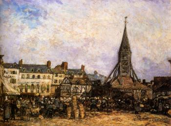 約翰 巴托特 瓊坎 The Market At Sainte Catherine Honfleur 約翰 巴托特 瓊坎 The Market At Sainte Catherine Honfleur
